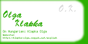 olga klapka business card